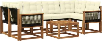 vidaXL Vidaxl Conjunto De Sof&aacute;s De Exterior 7 Uds. Natural Y Crema