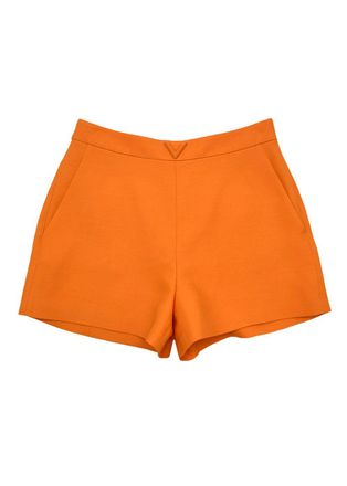 Valentino Garavani Orange Wool & Silk V Logo Shorts Size M