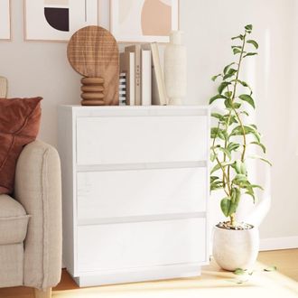 Berkfield Home Sideboard White 60x34x75 cm Solid Wood Pine | Size: 60 x 34 x 75 cm