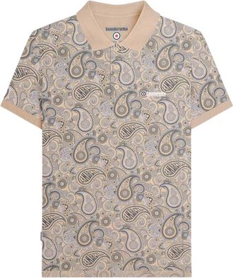 Lambretta Heren Paisley Polo Shirt (Stone)