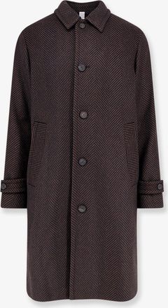 Hev&ograve; Cappotto Loconia in misto lana con motivo spigato - HEVO - gender_Man
