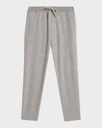 Brunello Cucinelli Men & apos;s Cashmere-Cotton Stripe Drawstring Pants