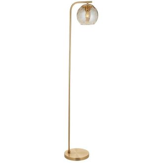 Endon Lighting Dimple Complete Floor Lamp, Satin Brass Plate, Champagne Lustre Glass