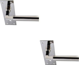Loops 2x PAIR Round Bar Handle on Slim Lock Backplate 150 x 50mm Polished Nickel