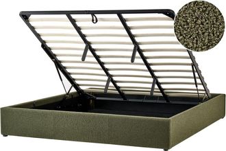 Beliani Cama matrimonial de tejido verde 180x200