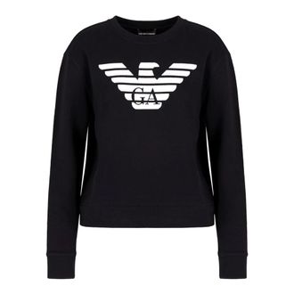 Emporio Armani Navy Blue Jersey Sweatshirt met Wit Adelaar Logo - Dames - Sweatshirts - Blauw - XS - Katoen - Hoodies & sweatvesten