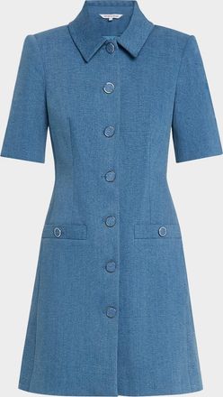 Veronica Beard Paige Short-Sleeve Denim Mini Dress
