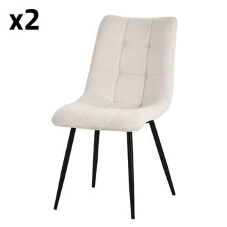 ML Design Sillas de comedor, set de 2 beige, con cubierta de tela