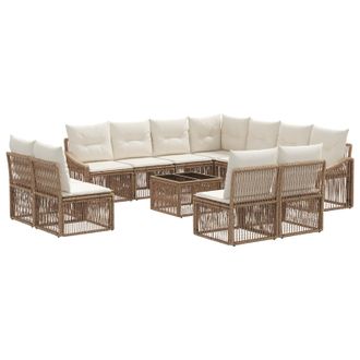 vidaXL Conjunto De Sof&aacute;s De Jard&iacute;n 12 Pcs Beige Rat&aacute;n Sint&eacute;tico Vidaxl