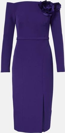 SAFiYAA Abito midi Jay in cr&ecirc;pe con applicazioni floreali