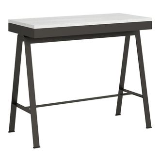 Itamoby Consolle Allungabile 90x40/300 Cm Banco Evolution Bianco Frassino Telaio Antracite