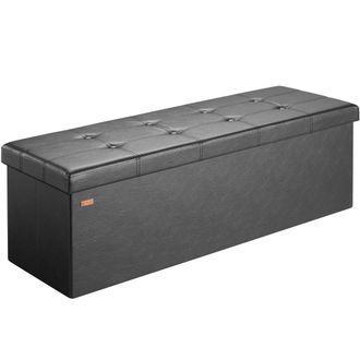 Deuba Casaria Ba&uacute;l Banco Con Espacio De Almacenamiento Plegable Moderno Tapizado Resistente Pasillo Dormitorio Arc&oacute;n Tapizado Xl - Negro