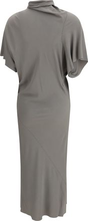 Rick Owens Womens Asymmetric Midi Dress Euca Acetate; Silk
