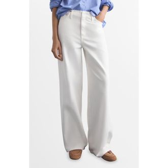 Mango Low Rise Wide Leg Jeans in Off White at Nordstrom Rack, Size 6