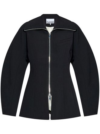 Ganni The Bonded Crepe jacket - women - Recycled Polyester/Recycled Polyester - 42 - Black