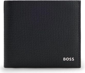 BOSS Grained leather wallet with metallic logo lettering