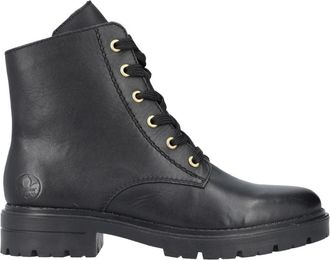 Rieker Gesloten Enkelboots - Dames - Veterlaarzen - Zwart - 37 EU - Leer - Schoenen
