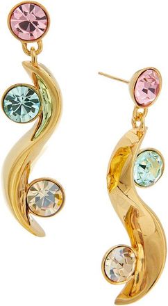 Oscar De La Renta Crystal Wave Drop Earrings