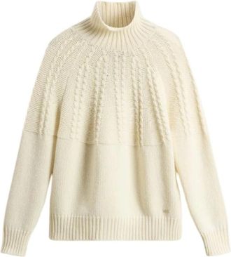 Woolrich Fairisle Turtleneck Sweatshirt - Dames - Coltruien - Beige - M - Truien & Vesten