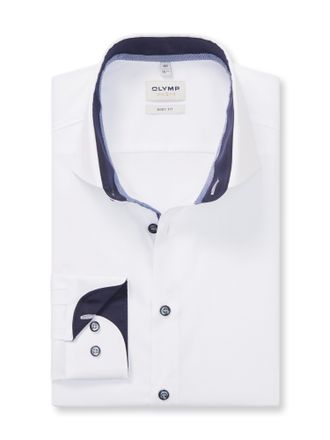 Olymp Businesshemd OLYMP Level Five body fit, Herren, Gr. 38, N-Gr, weiss (wei&szlig;), Web, Obermaterial: 97% Baumwolle, 3% Elastolefin, k&ouml;rpernah, 2-Knopf-Mansc