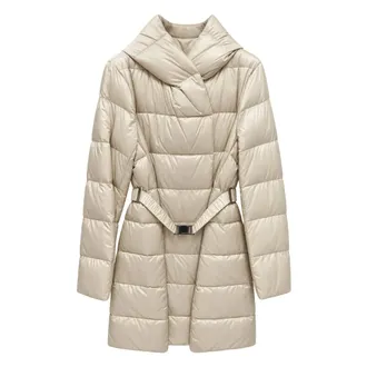 Liviana Conti Lange Donsjas - Dames - Mantels - Beige - Maat: L Leer