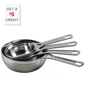 LE CREUSET Set Of 4 Stainless Steel Measuring Cups With $5 Credit