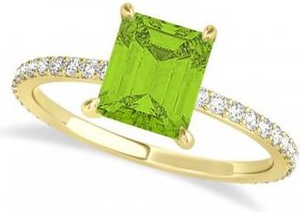 Allurez Emerald Peridot & Diamond Hidden Halo Engagement Ring 14k Yellow Gold (2.93ct)