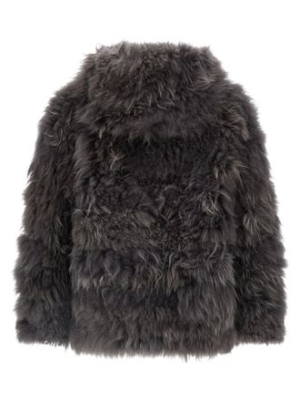 Simonetta Ravizza Womens Gray Fur Coat Clothing