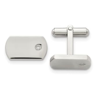 Diamond2Deal Stainless Steel Polished Diamond Accent Cufflinks