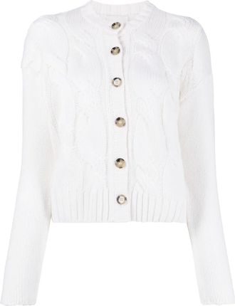 Allude cable-knit cashmere cardigan - White