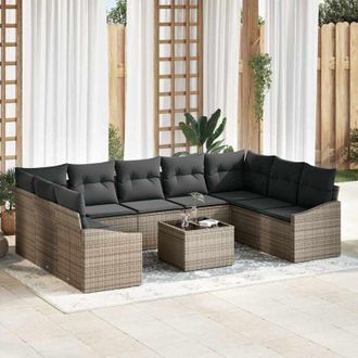 vidaXL Set Comedor De Jard&iacute;n Con Cojines 13 Pzas Rat&aacute;n Sint&eacute;tico Negro Vidaxl