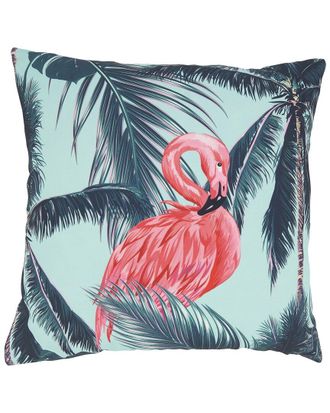 Saro Lifestyle Flamingo & Palm Tree Outdoor Pillow