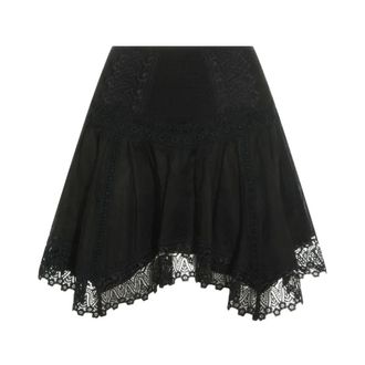 Charo Ruiz Ibiza Short Skirts, female, Black, Size: S Talea Lace Mini Skirt