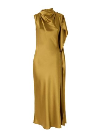Pinko Long One-Shoulder Satin Dress
