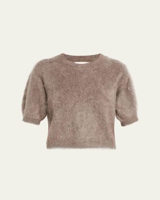 Lisa Yang Juniper Brushed Cashmere Short-Sleeve Sweater