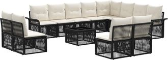 vidaXL Conjunto De Sof&aacute;s De Jard&iacute;n 13 Uds. Negro Rat&aacute;n Sint&eacute;tico Vidaxl