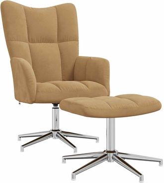 vidaXL Sill&oacute;n De Relax Con Taburete Terciopelo Marr&oacute;n Vidaxl