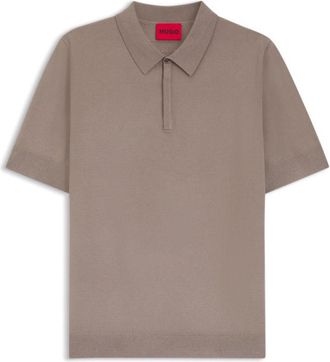 HUGO BOSS Knit polo sweater with covered placket