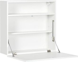 HOMCOM Homcom - Mesa Plegable De Pared Moderno Escritorio Flotante Multifuncional Con Estantes De Almacenamiento Carga 40 Kg Para Dormitorio Sal&oacute;n 64x20x60 C
