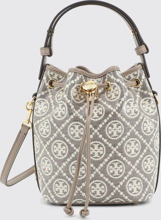 Tory Burch Mini borsa a secchiello in cotone monogram con logo Double T