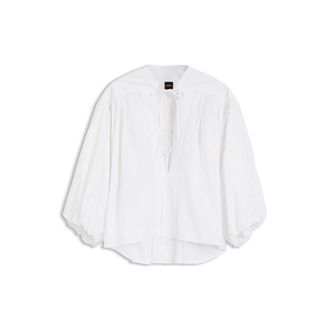 BOSS Relaxed-fit cotton-poplin blouse with balloon sleeves