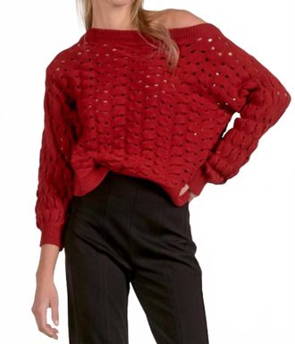 Elan Wide Neck Sweater In Red