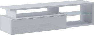 Dmora Mobile porta tv Baltico, Credenza da soggiorno, Armadio basso per tv, Base parete attrezzata, 160x38h41 cm, Bianco e Bianco lucido - Dmora