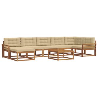 vidaXL Conjunto De Sof&aacute;s De Exterior Con Coj&iacute;n 8 Pcs Natural Y Beige Vidaxl