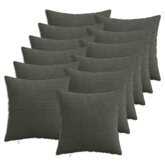 vidaXL Funda De Almohada 12 Pcs Heerlen Gris Antracita 40 X 40 Cm Pana Vidaxl