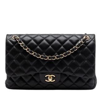 Chanel Pre-owned Quilted Double Flap Shoulder Bag - Dames - Pre-owned - Zwart - Maat: ONE Size Leer