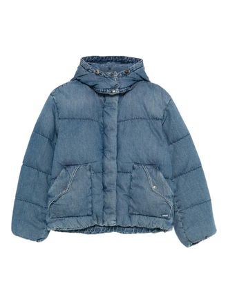 Levi's hooded puffer jacket - women - Cotton - L - Blue