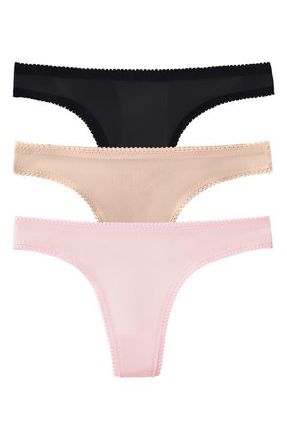 OnGossamer 3-Pack Mesh Thongs in Blk/chp/pny at Nordstrom, Size X-Small