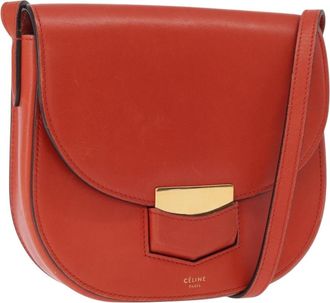 Celine Trotteur Messenger Calfskin Orange Leather Handbag (Pre-Owned)