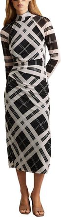 Reiss Darla Check Mesh Jersey Dress